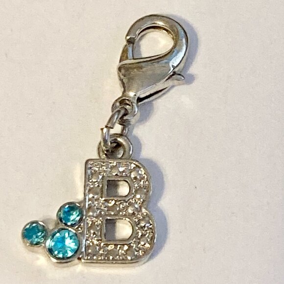 Vintage Disney Blue Crystal Mickey Mouse Ears Charm Clip On Initial Letter B - Picture 3 of 8